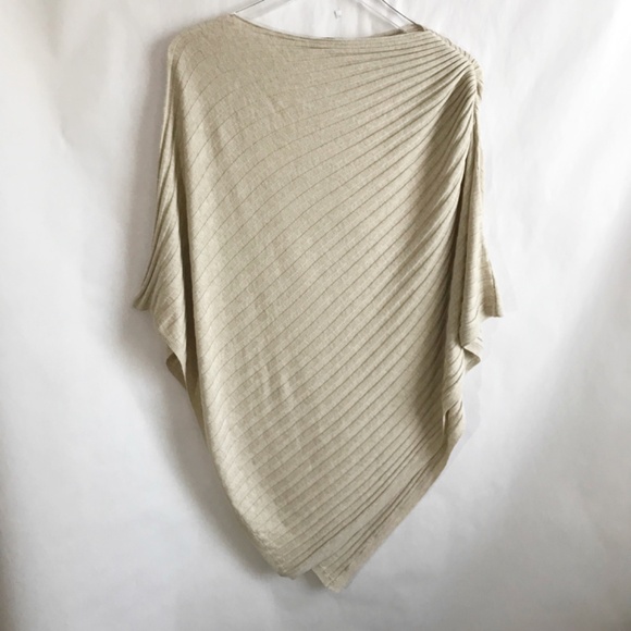 J Jill Silk Cotton Blend Textured Knit Poncho Sweater Size OS Asymmetrical Hem - Picture 2 of 7